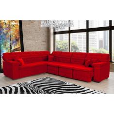 Sofá Magno 2.57x3.32m De Canto, Retrátil E Reclinável - Vermelho