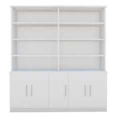 Estante de Livros 5 Portas 8 Prateleiras Branco Branco