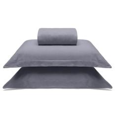 Jogo De Cama Buettner Queen Malha 100% Algodao Liso 3 Peças Image Cinza