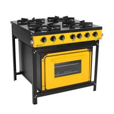 Fogão Profissional 4 Bocas Venâncio Linha Bravo Amarelo com Forno Br4b