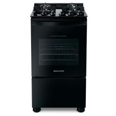 Fogão Brastemp 4 Bocas com Mesa de Vidro e Chama Dupla BFO4XAE, Preto,