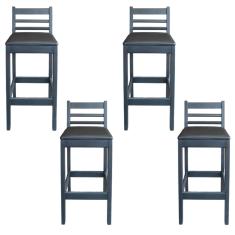 Kit 4 Banqueta Fixa Estofada de Madeira Premium