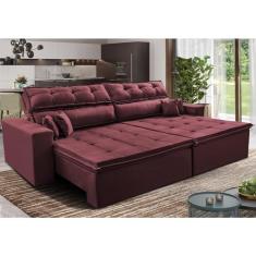 Sofá Retrátil e Reclinável 2,02m Luxos Cama Inbox Velusoft Vinho
