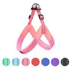 EXCELLENT ELITE SPANKER Peitoral para cães sem puxar colete refletivo de nylon em forma de V macio acolchoado ajustável fácil para animais de estimação de raças médias grandes cães caminhada treinamento preto roxo (rosa)