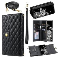 Asuwish Capa de telefone para Samsung Galaxy S20 Ultra 5G Capa carteira com alça de pulso de couro flip zíper suporte para cartão de crédito suporte celular S20ultra 20S S 20 A20 S2O 20ultra G5