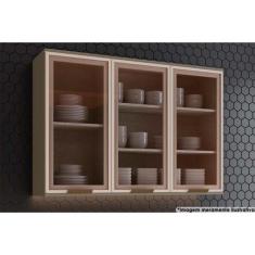 Armário Aéreo Cozinha Modulado Connect c/ 3 Portas de Vidro Duna - Hen