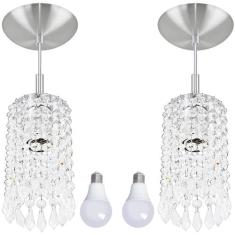 Kit 2 Pendente De Cristal Acrilico Redondo Clearcrillic com - MARRYLUZ