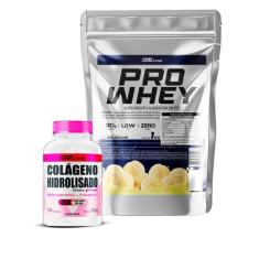 Whey Protein Refil 1Kg + Colágeno com Vitamina C 120 Cápsulas - Pro He