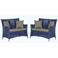 2 Sofás Área Externa Igapó Alumínio Pintura Marrom Corda Náutica Estof