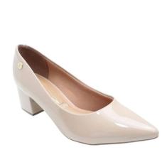 Sapato Feminino Salto Baixo Grosso Bico Fino Vizzano 1220.315, Bege ve
