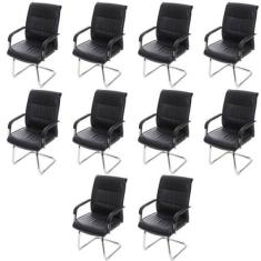 Kit 10 Cadeiras para Escritório Interlocutor Estofada em material sint