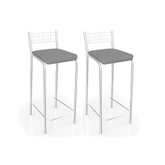 Banqueta Sala De Jantar Gênova 2B705Cr Kit 2 Un Cromado/Courano Preto - Kappesberg