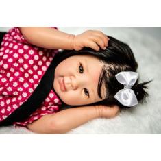 Bebê Reborn Menina Realista Cabelo Fio a Fio - Mundo Azul E Rosa