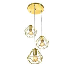 Pendente Diamante Aramado Triplo Dourado c/ Dourado Fabuloso - MARRYLU