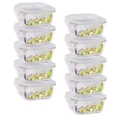 Conjunto 10 Pote Vidro 800Ml Hermético Marmita Tampa 4 Trava - Quality