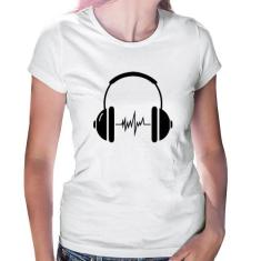 Baby Look Headphone Batimentos - Foca na Moda, Branco, P