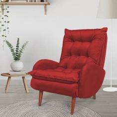 Poltrona Anatômica Pés de Madeira Eloá Cia do Estofado