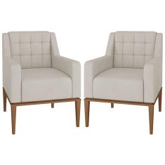Kit 2 Poltronas Decorativas Sala de Estar Madonna Suede Bege