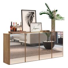 Aparador Buffet 4 Portas C/ Espelho Vegas Rustic