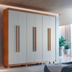 Guarda Roupa Casal Heros 6 Portas Com Pés Moderna Imbuia/off White