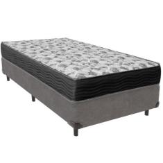 Cama Box Cinza E Colchão Iso100 Espuma D33 Solteiro Ortobom
