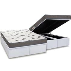 Cama Box Baú Queen: Colchão Espuma Ortobom D33 Light Saúde + Base CRC 