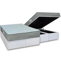 Conjunto Box Baú Queen: Colchão Espuma Paropas D45 Pasquale Gray + Base Crc Linhão White (158x198)