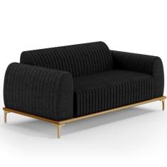 Sofá 3 Lugares Para Sala de Estar Molino 180 cm D02 Pés D'Ouro Linho C