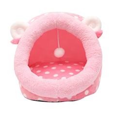 Cama de gato para gatos, casa de gato cama de dormir para cães de cachorro de pelúcia macia villa almofada removível semifechada com, M