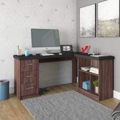 Escrivaninha 3 Gavetas com Nichos Flex Mali Artany, PretoIpê