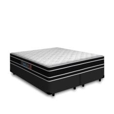Cama Box Queen + Colchão De Espuma D33 - Castor - Black White Double Face 158x198x62cm