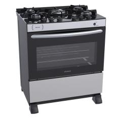 Fogao 5 Bocas Venax Gaudi Vitreo Inox Gas Glp
