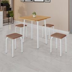 Conjunto Mesa Dobrável com 4 Banquetas Bali Marrom / Branco