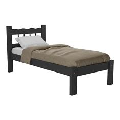 Cama Solteiro Madeira Maciça para Colchão 78/88 x 188cm Madri Multimóveis Cr4141 Preta