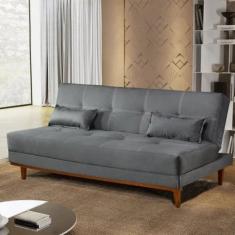 Sofa Cama 3 Lugares Madrid Luxury Estofados Cinza