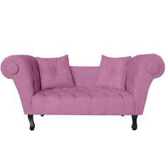 Recamier Divã Namoradeira Dubai Capitonê Suede Rosa - DS Estofados - E
