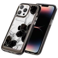 AKABEILA Capa para iPhone 15 Plus transparente com design TPU bumper floral flor PC capa de telefone traseira botão galvanizado mulheres menina 6,7 polegadas