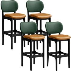 Kit 4 Banquetas Alta Betta Preto Facto Verde Whisky