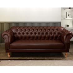 Sofá 3 Lugares Chesterfield Clássico Duque Marrom
