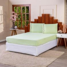 Jogo De Lençol Casal Box Bordado Percal Puro Algodão 3peças - Lu Enxov