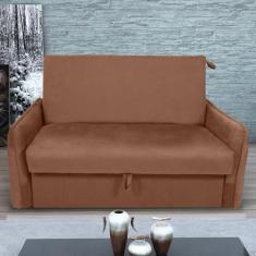 Sofá Cama 2 Lugares com Baú Swords Veludo Ferrugem - CASA H