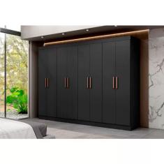 Guarda-roupa Roupeiro Maxel Paris 8 Portas 4 Gavetas Mdf Preto