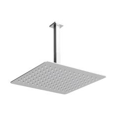 Chuveiro Ducha Slim Quadrado Metal 20X20Cm Com Braço De Teto