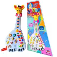 Guitarra Musical Infantil Girafa Colorido 26 Teclas Sons E 10 Músicas 