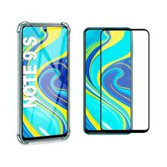 Capa Case Anti Shock Anti Impacto + 2 Película Vidro 3D 9d Xiaomi Redmi Note 9 Pro Bordas Reforçadas (Também serve no Redmi Note 9s)