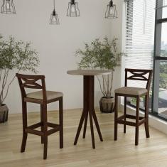 Conjunto Bistrô 1 Mesa 2 Banquetas Copacabana Capuccino