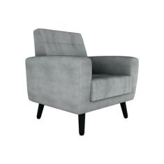 Poltrona Cadeira Decorativa Pés Madeira Livia Cinza Matrix