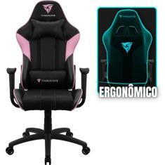 Cadeira de Escritório ThunderX3 EC3 gamer Ergonômica Rosa com Estofado