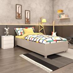 Cama Box Mônaco Solteiro Madeira Reflorestada Tcil Móveis, OFF WHITE