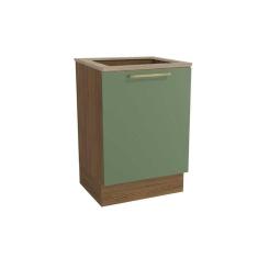 Balcão Cozinha p/Cooktop Botanic M629 top 1 Porta c/Tampo 60cm Nogueira/Oliva/Nogueira - Kappesberg